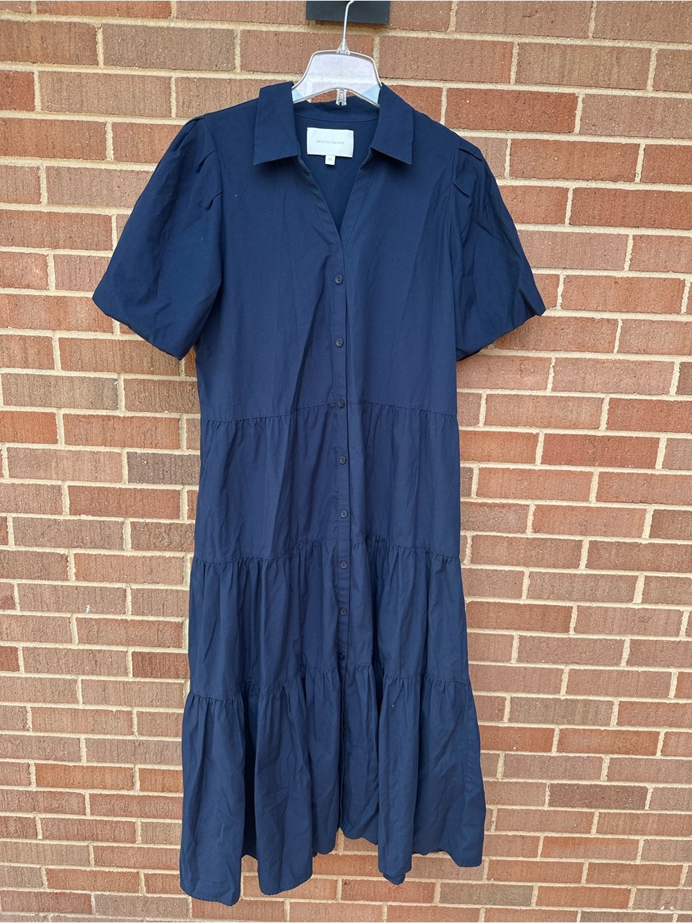 Brochu Walker The Havana Maxi Dress Women’s XL Navy Tiered Short Puff Sleeves - Picture 2 of 14